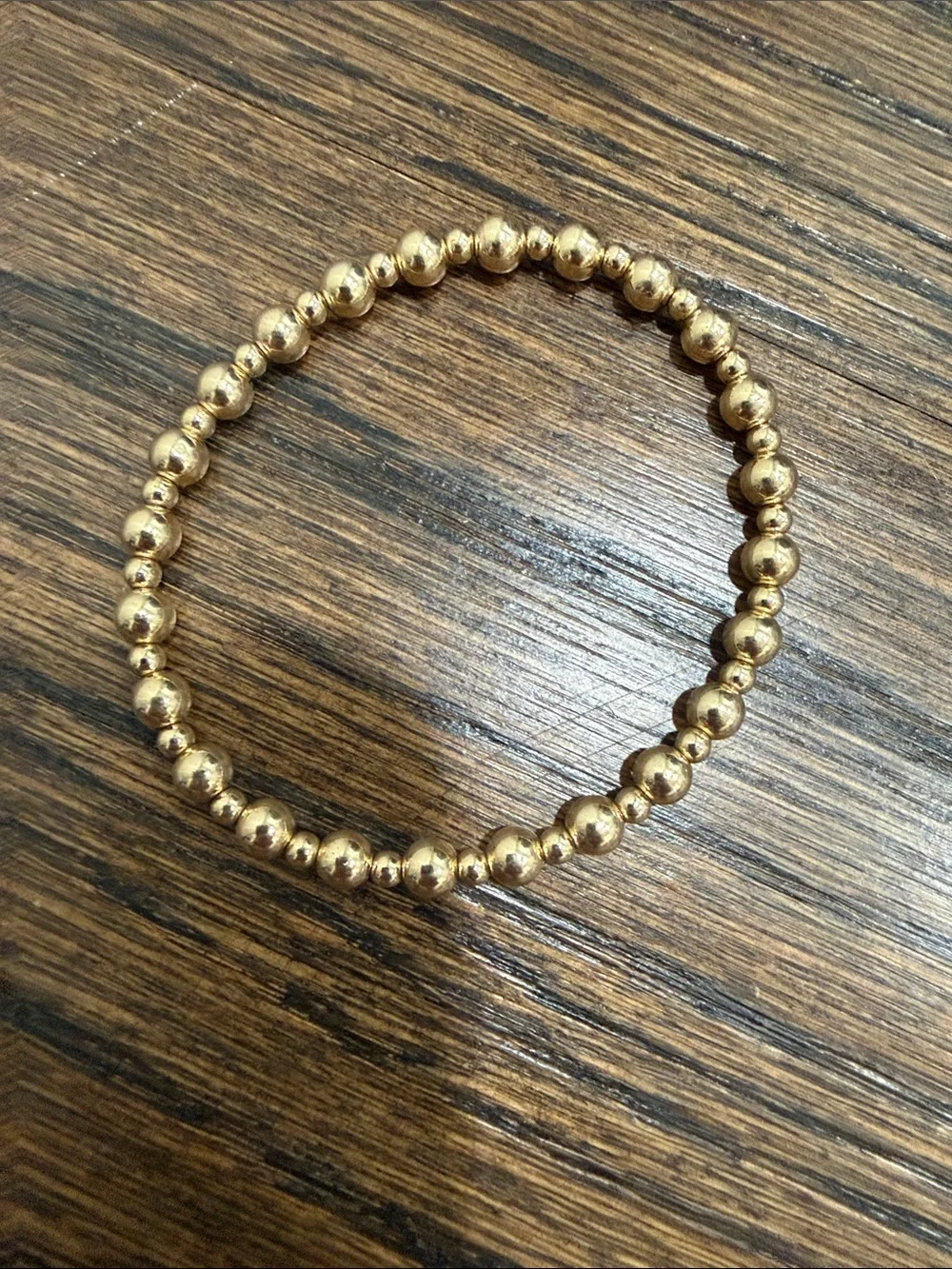 Trendy boutique Gold Beaded Stretch Bracelet Duo with Navy Accent